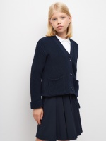 Вязаный кардиган для девочек (синий, 152) Sela  фото, kupilegko.ru